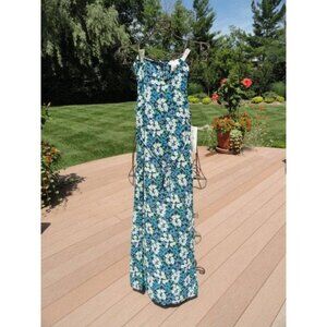Women’s Blondie and Me Summer Floral Maxi Dress 100% Polyester Blues Green White